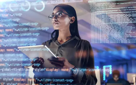 tech woman with a tablet in her hands